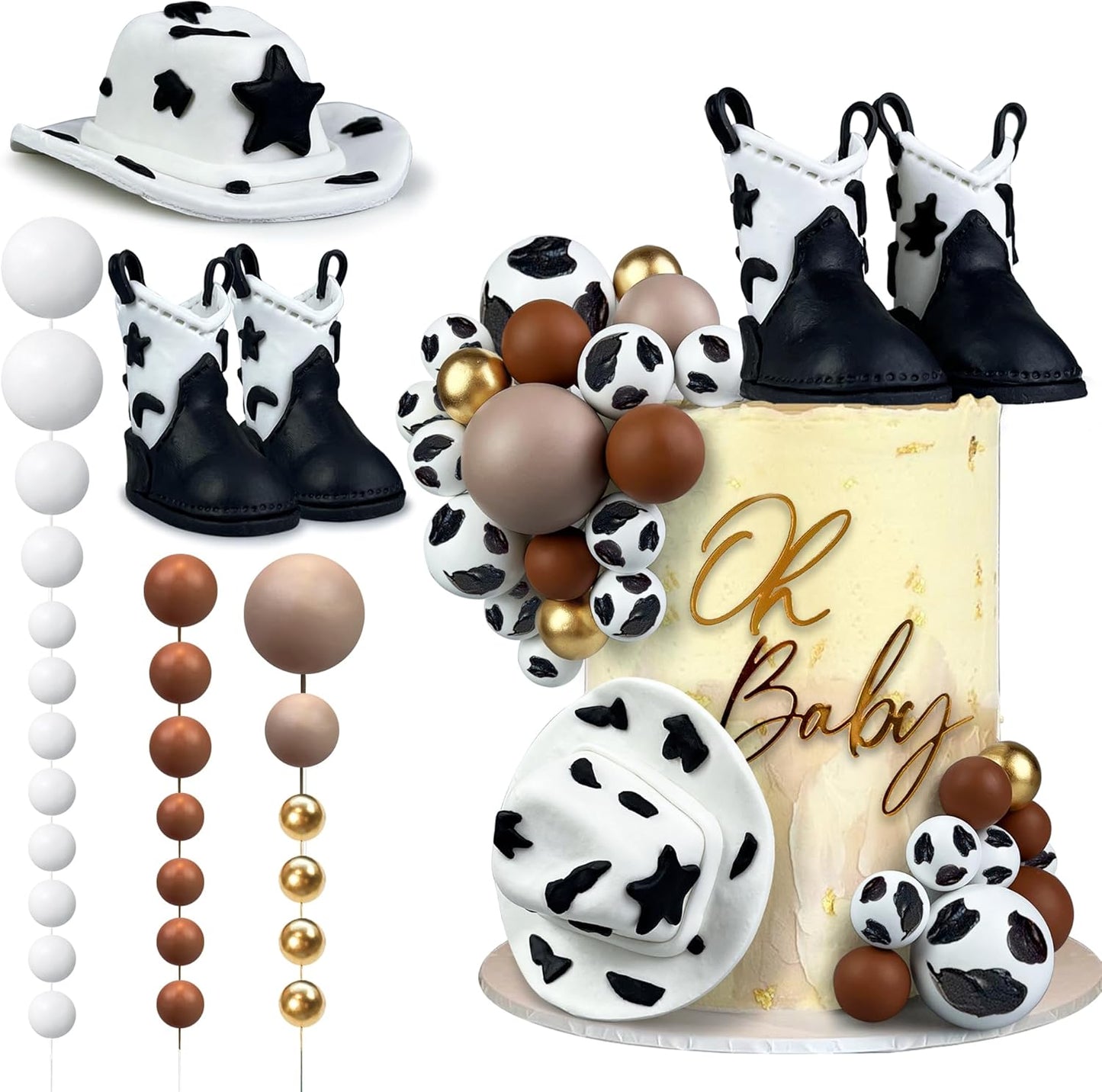 Cowboy / Cowgirl Black & White Cake Decorating Kit