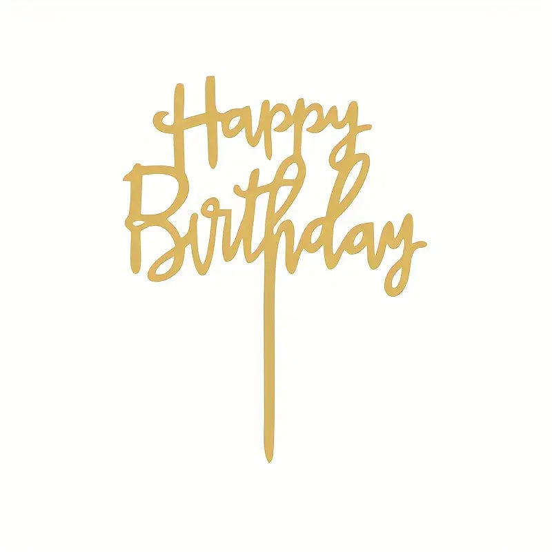 Happy Birthday Swirl Font V2 Topper - GOLD.