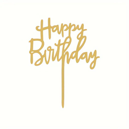Happy Birthday Swirl Font V2 Topper - GOLD.