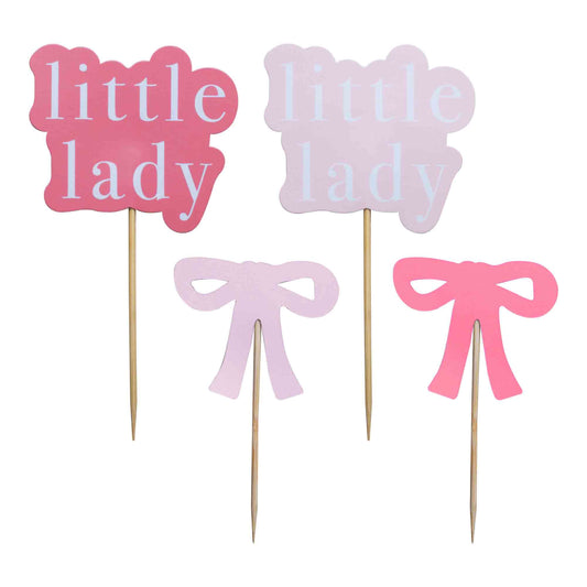 Cupcake Toppers - Little Lady and Pink Bows