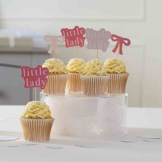 Cupcake Toppers - Little Lady and Pink Bows