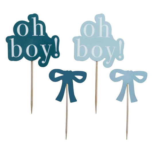 Cupcake Toppers - Oh Boy and Blue Bows