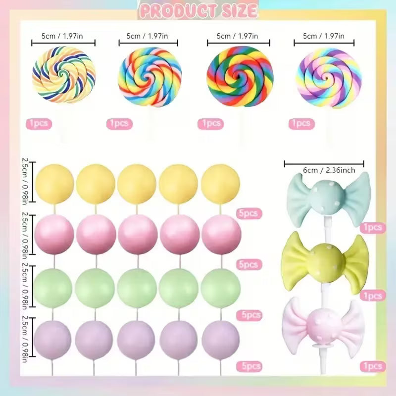 27pc CandyLand Theme Cake Decorating Kit - V2