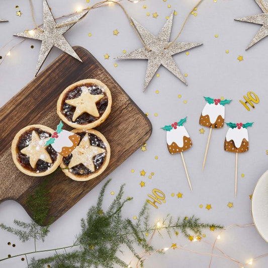 Hootyballoo - Christmas Pudding Food Picks - 6pk