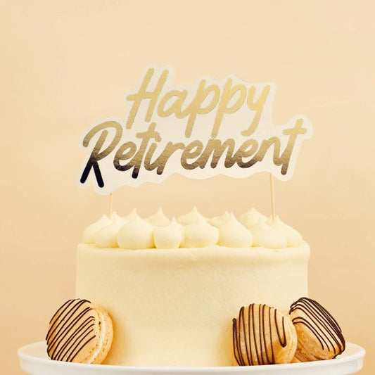 Hootyballoo - Happy Retirement Cake Topper Gold Foil