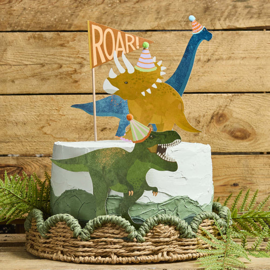 Hootyballoo - Dinosaur Party Cake Topper Set