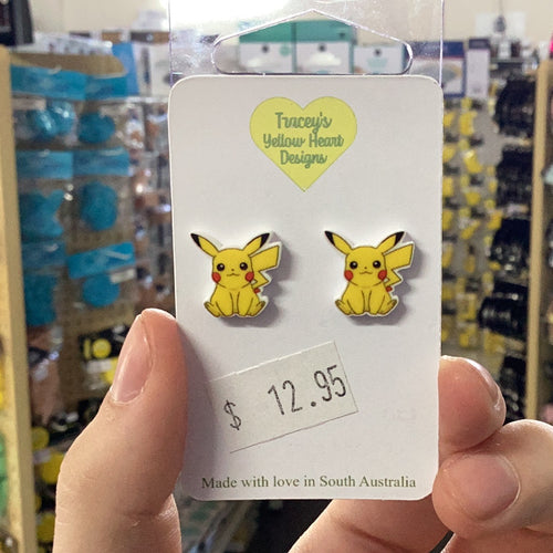 Tracey's Yellow Heart Designs - Pikachu Pokémon Earring