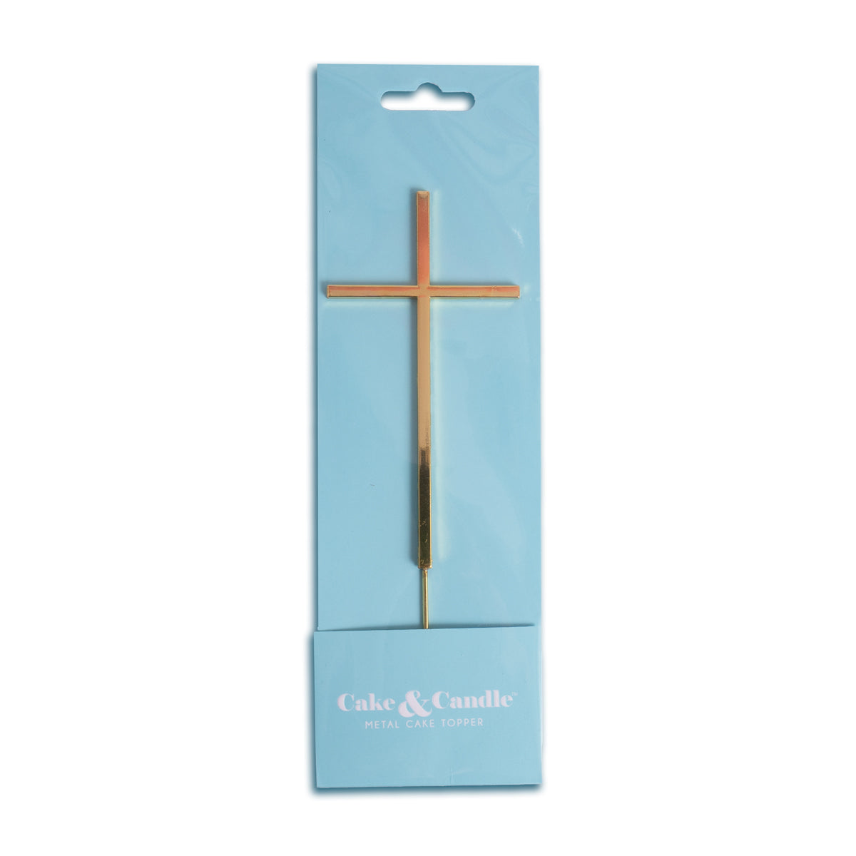 Cake & Candle Metal Cross Cake Topper - Gold