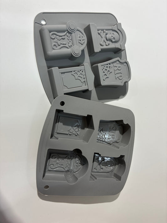 4Pc Halloween Silicone Mould - Head Stones