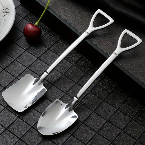2PC Shovel Spoons Stainless Steel Teaspoons