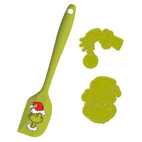 Dr Seuss The Grinch Spatula with Cookie Cutters 3 pk