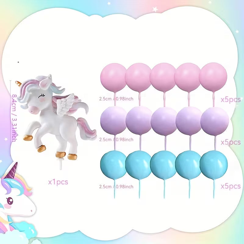 16PC Unicorn Cake Topper Set