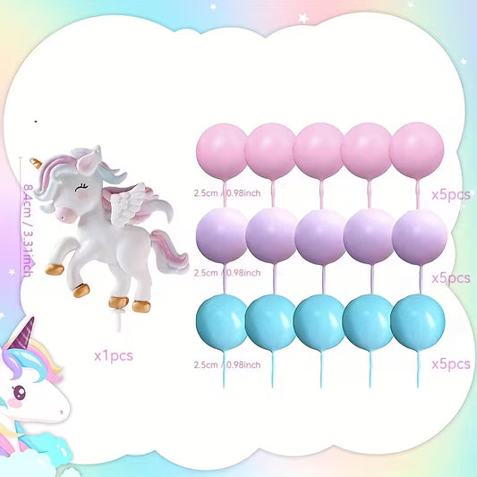 16PC Unicorn Cake Topper Set