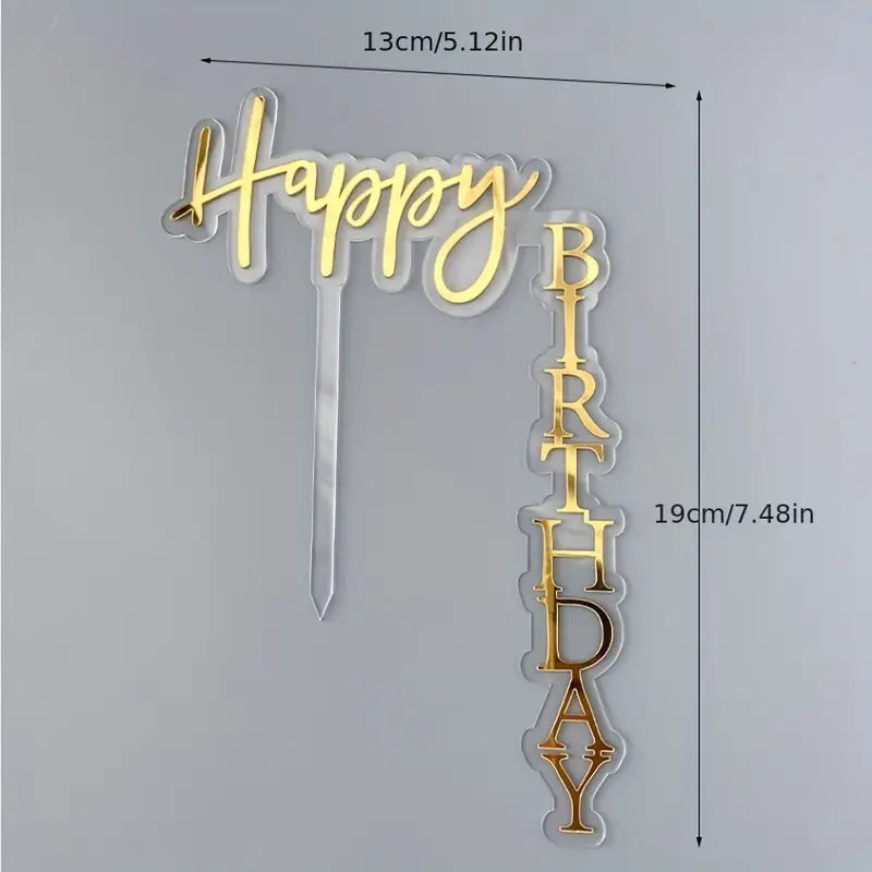 Happy Birthday Right Angle Topper - Assorted Colours.