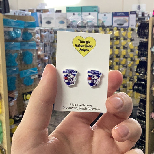 Tracey's Yellow Heart Designs -  Football Western Bulldogs Earring