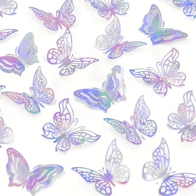 3D Butterfly Decoration 48Pk - Assorted Colours