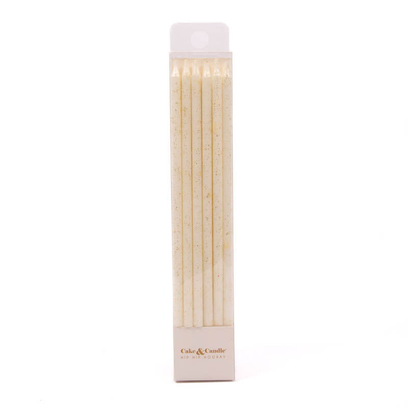 Cake & Candle White Glitter Cake Candles (Pack of 12).