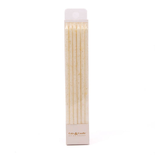 Cake & Candle White Glitter Cake Candles (Pack of 12).