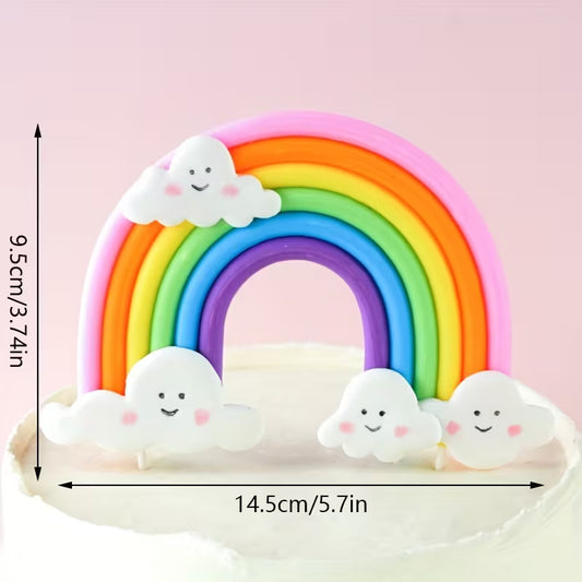 1PC XLarge Soft Ceramic Rainbow Cake Topper