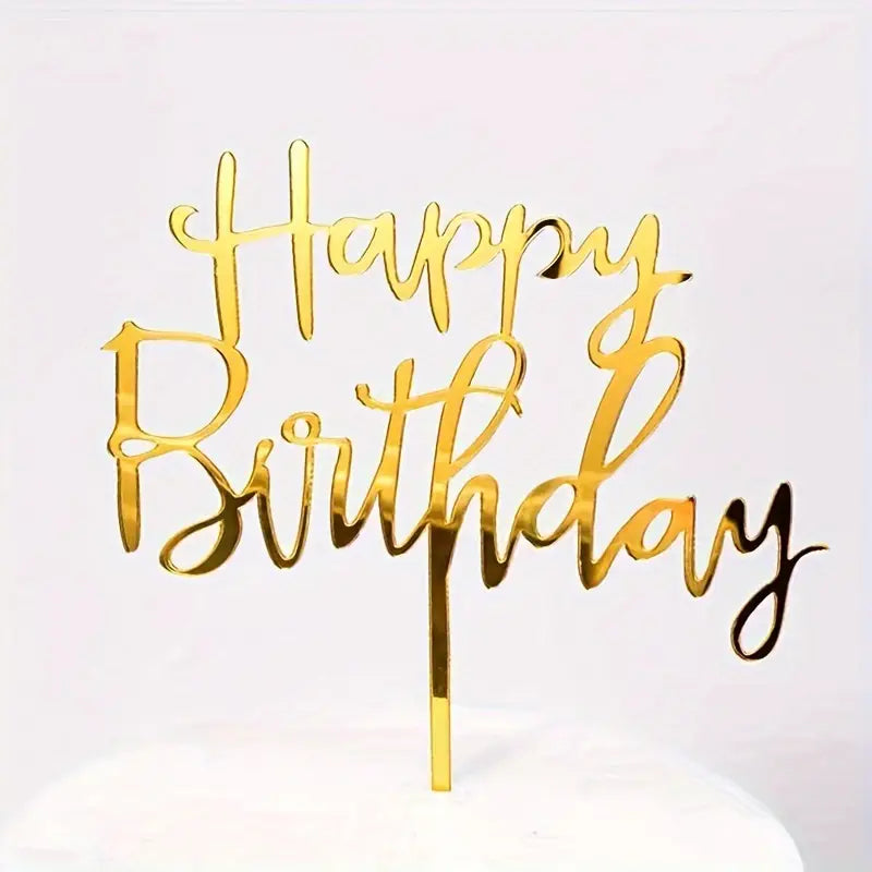Happy Birthday Swirl Font V2 Topper - GOLD.