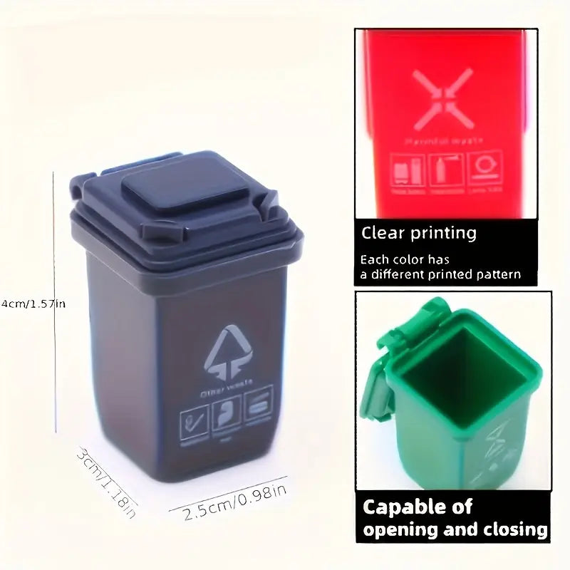 5PC Mini Wheelie Bin Trash Figurine Set