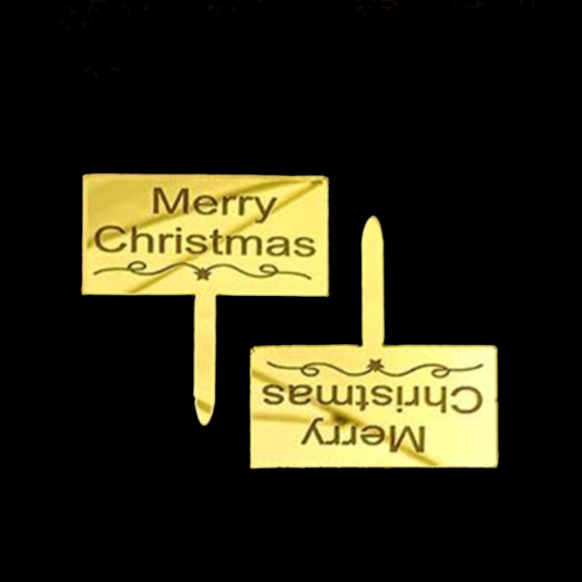 Merry Christmas Cake Picks 20pk - Gold