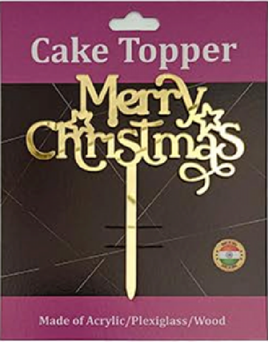 Merry Christmas Acrylic Cake Topper - Gold