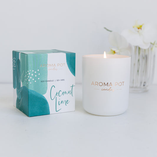 Aroma Pot Classic scented soy candle | Coconut Lime | 50+hrs