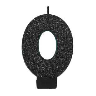 Candle Numeral Glitter Black - Assorted Numbers