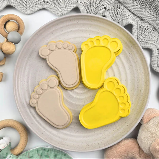 Custom Cookie Cutters Cutter and Embosser Set - Baby Foot Pair.