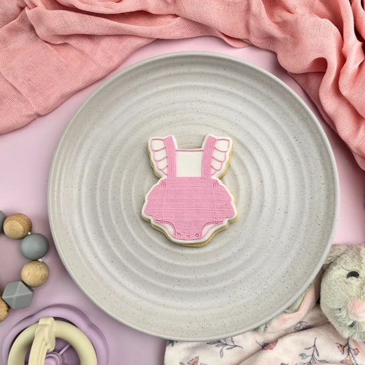Custom Cookie Cutter - Baby Frilly Romper Cutter and Debosser Set.