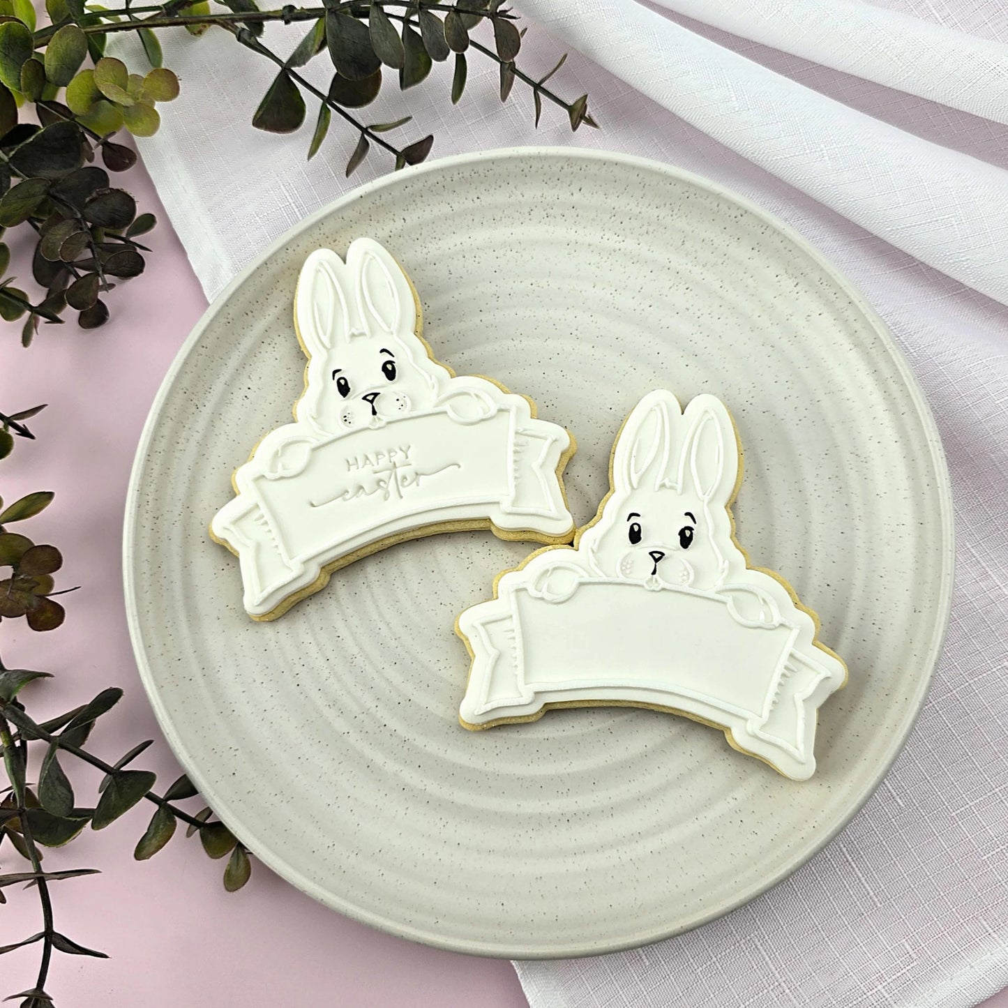 Custom cookie cutter Bunny Plaque Debosser and Cutter Set.