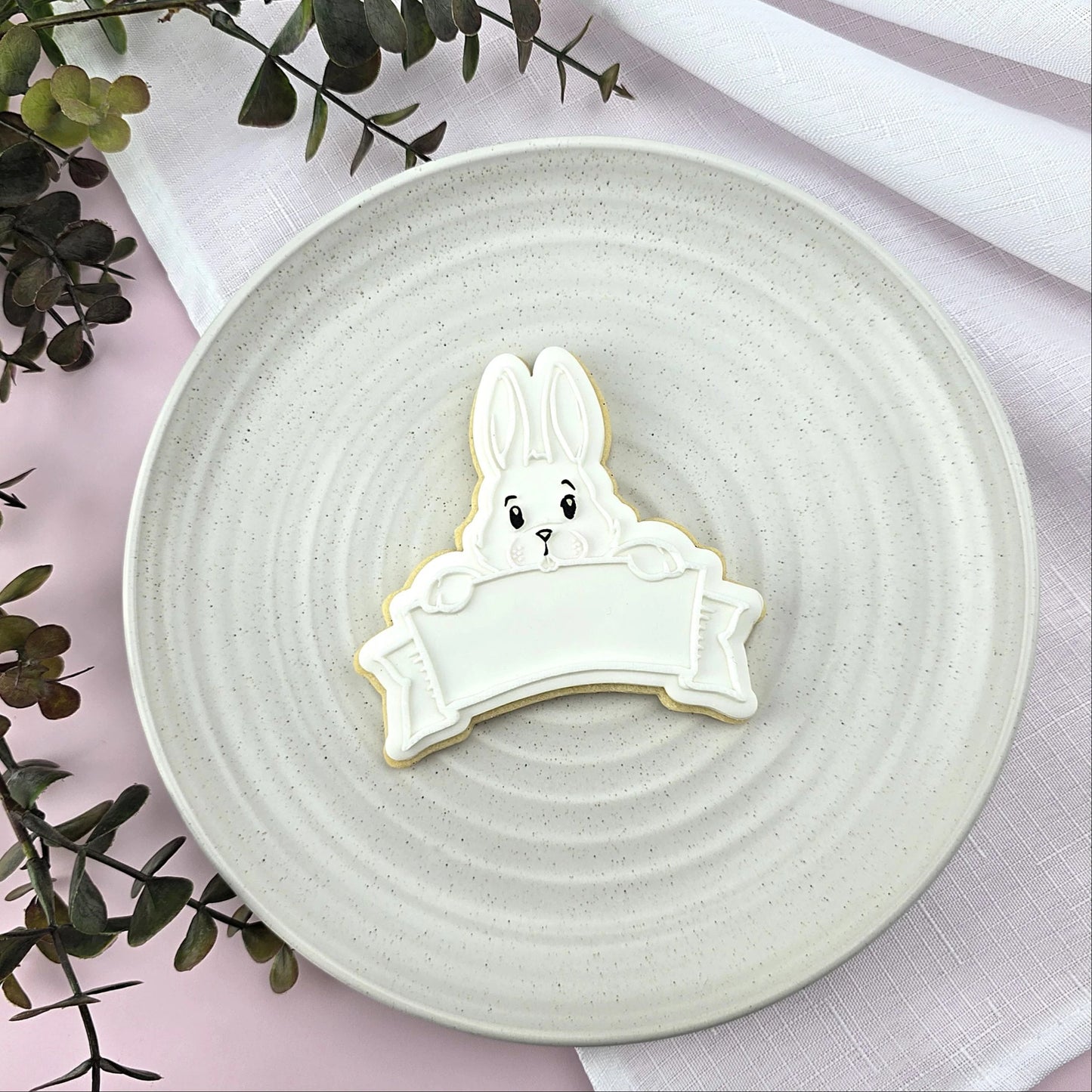 Custom cookie cutter Bunny Plaque Debosser and Cutter Set.