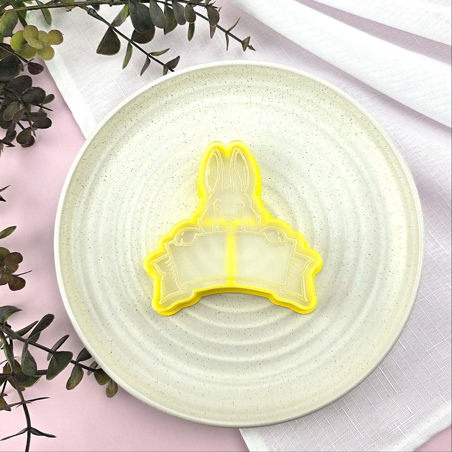 Custom cookie cutter Bunny Plaque Debosser and Cutter Set.