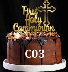 Acrylic Cake Topper - First Holy Communion - Gold