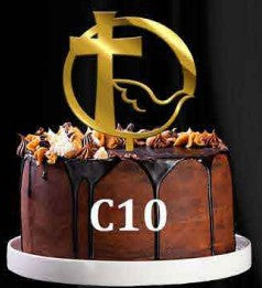 Acrylic Cake Topper - Dove and Cross V2 - Gold