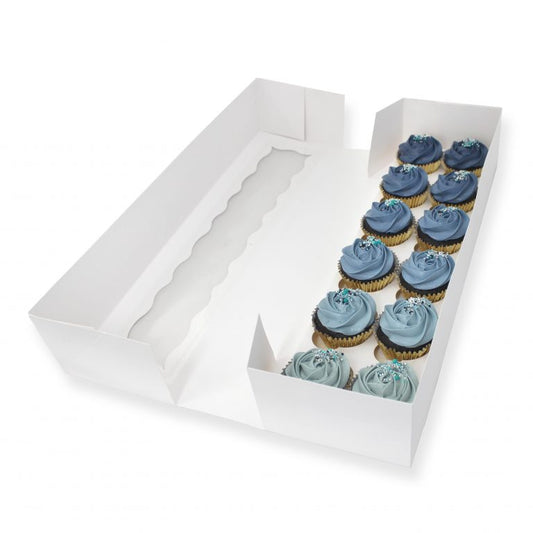 Loyal White Cupcake Box - 12 Hole - Long