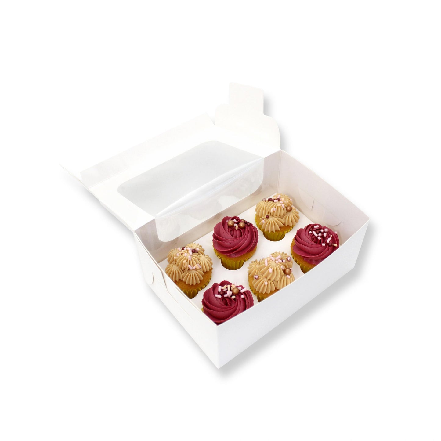 Loyal White Cupcake Box - 6 Hole Mini