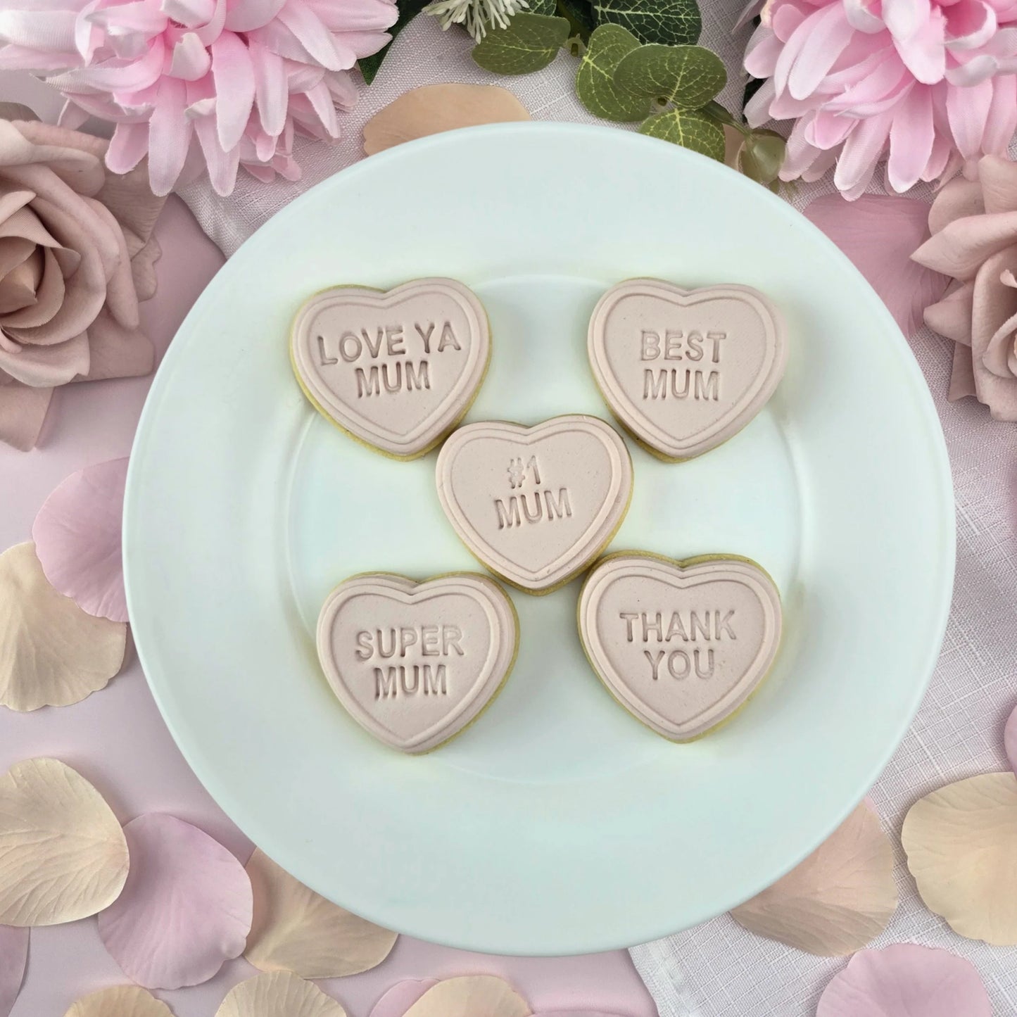 Custom Cookie Cutters Embosser - Candy Heart Mum Set.