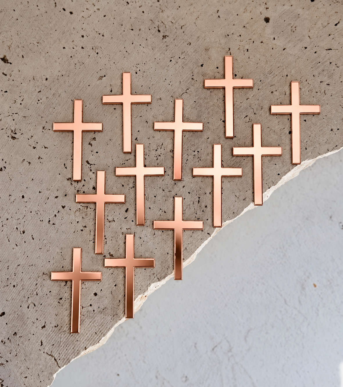 Skysies - Acrylic Rose Gold Cross - Mini - 12Pk