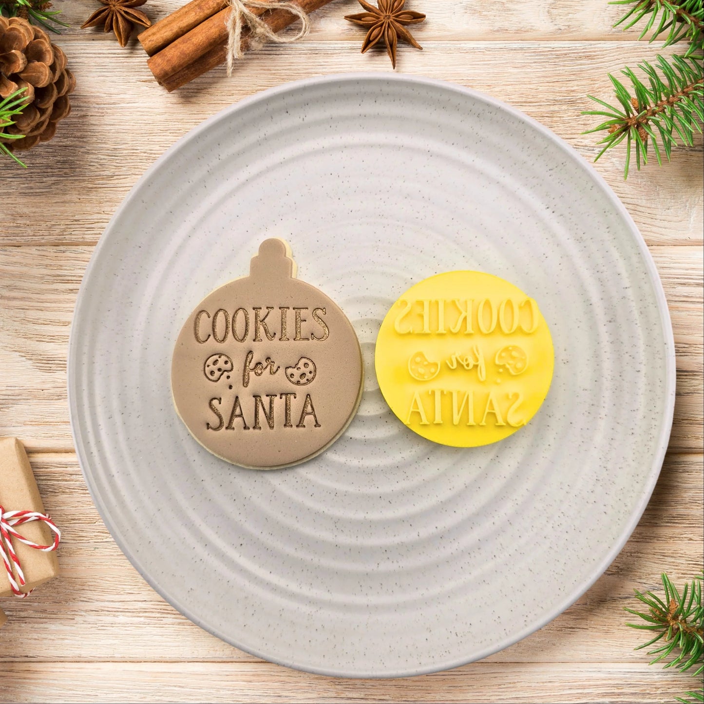 Custom Cookie Cutters Embosser - Cookies for Santa.