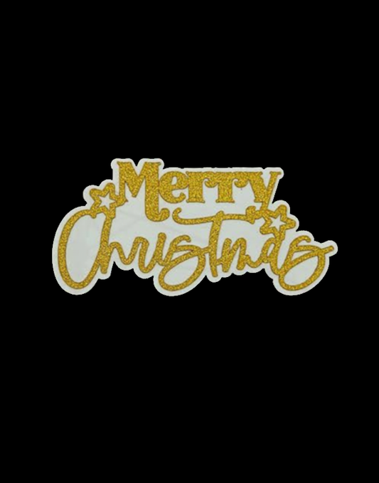 Merry Christmas Acrylic Fropper - Glitter Gold/White