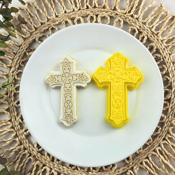 Custom Cookie Cutters 3D Embosser and Cutter Set - Decorative Cross.