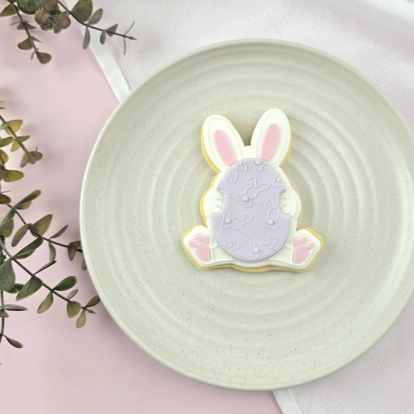 Custom Cookie Cutter - Easter Egg Bunny Cutter and Embosser Set Large