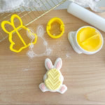 Custom Cookie Cutter - Easter Egg Bunny Cutter and Embosser Set Small