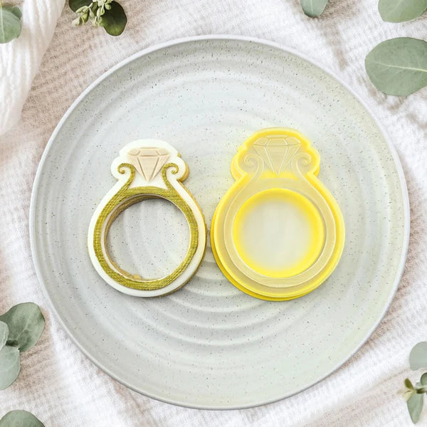 Custom Cookie Cutters Engagement Ring Cutter and Debosser Set