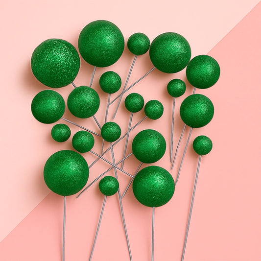 Iconic - Glitter Green - Ball Toppers - 20PCS