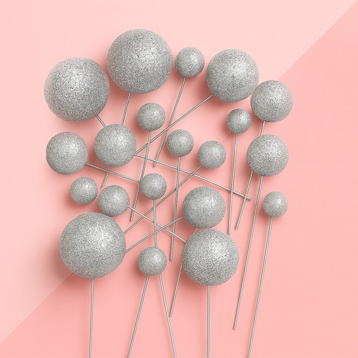 Iconic - Glitter Silver - Ball Toppers - 20PCS