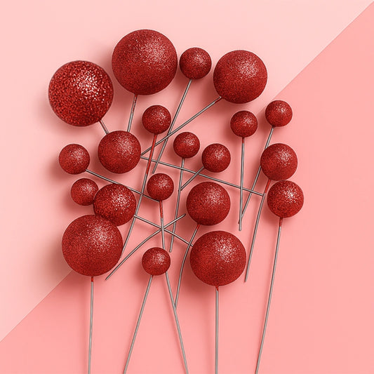 Iconic - Glitter Red - Ball Toppers - 20PCS