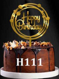 Acrylic Cake Topper - Happy Birthday Round/ Dots - Gold